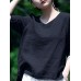 Solid Half Sleeve Crew Neck Casual Women Blouse