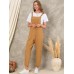 Solid Pocket Sleeveless Button Casual Jumpsuit For Women